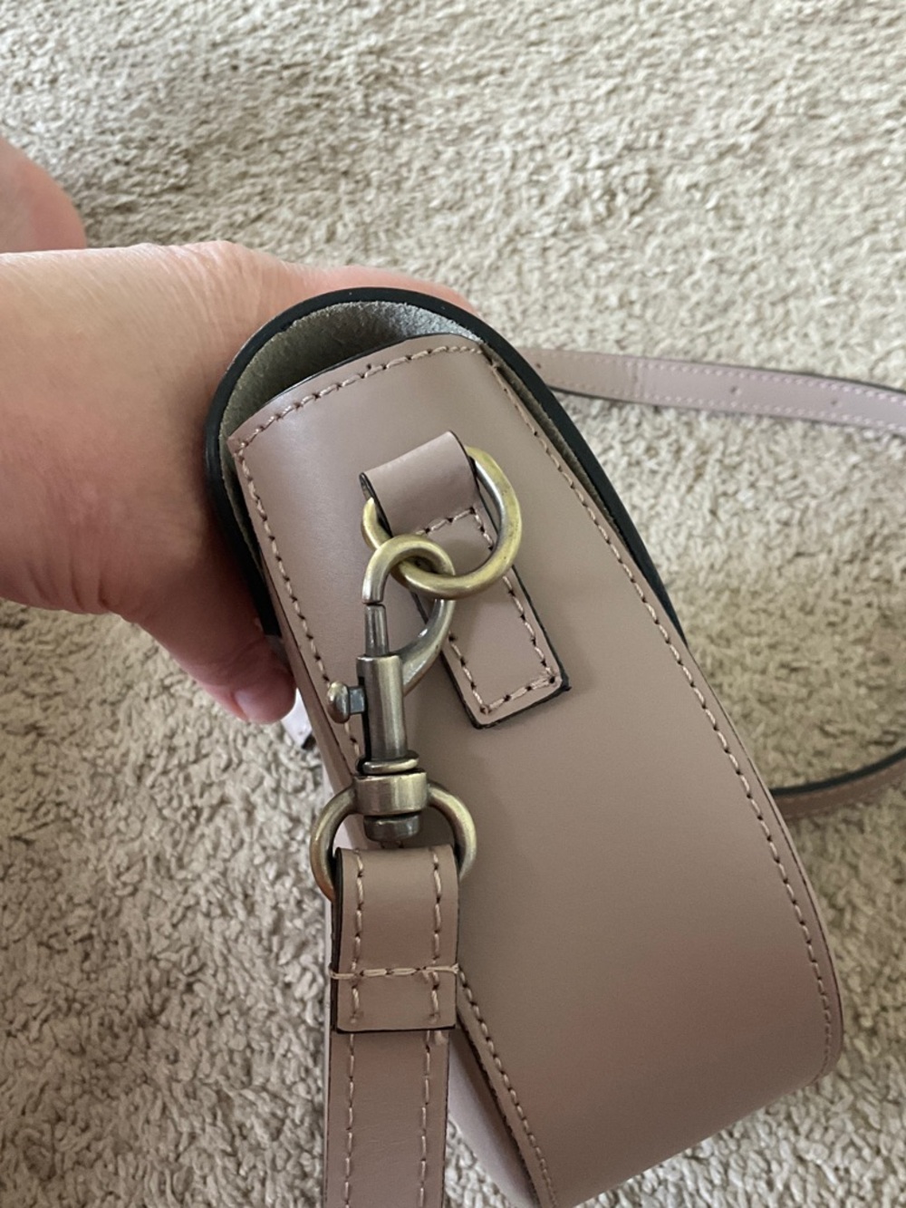 Taupe Leather Crossbody Bag - Picture 6 of 12